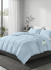 3PC Comforter Set Solid Dyed Microfiber Sky Blue 220×240cm