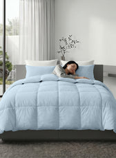 3PC Comforter Set Solid Dyed Microfiber Sky Blue 160×220cm