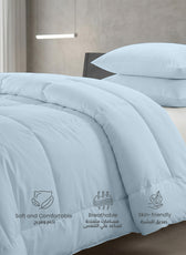 3PC Comforter Set Solid Dyed Microfiber Sky Blue 160×220cm