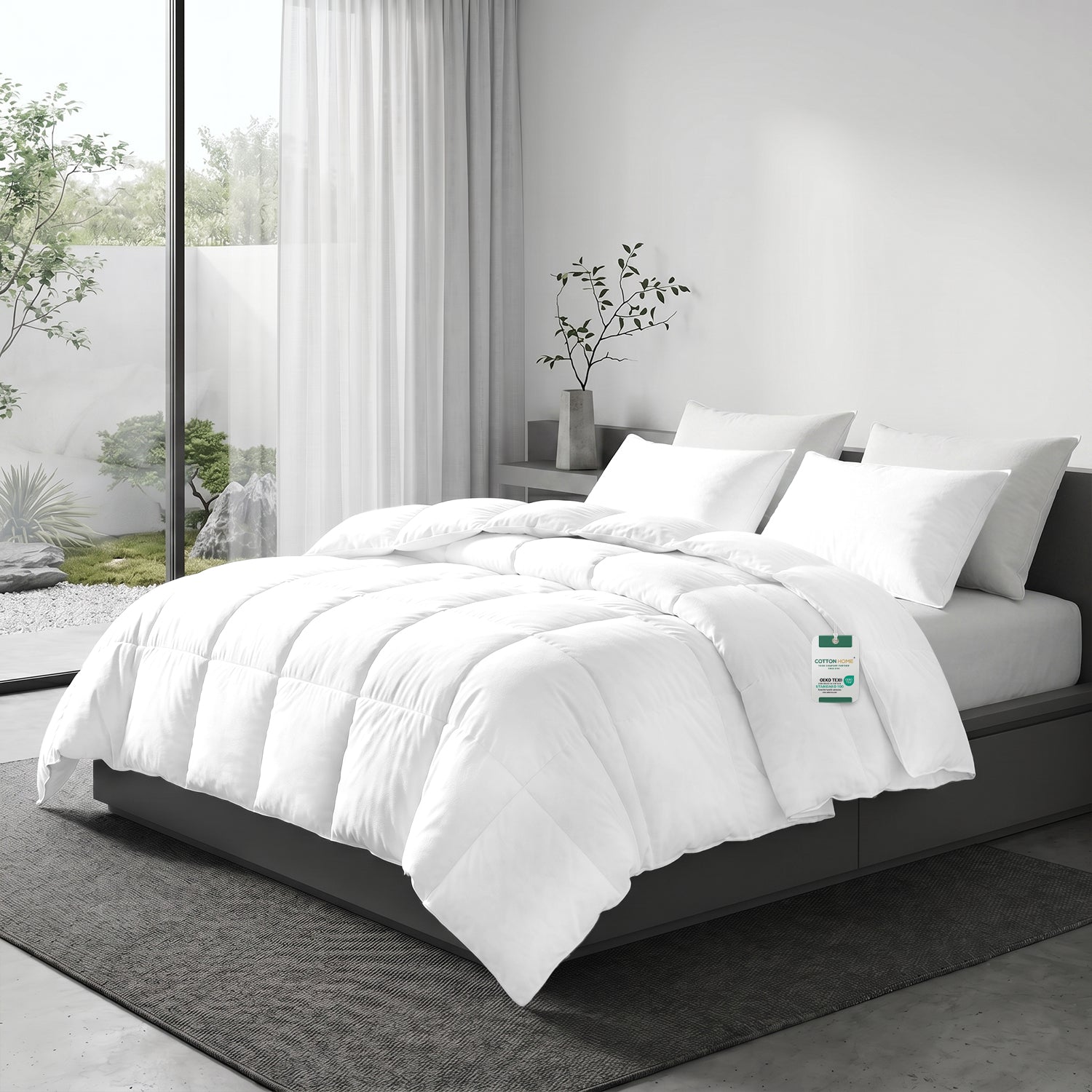 3PC Comforter Set Solid Dyed Microfiber Dark White 160×220cm