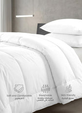 3PC Comforter Set Solid Dyed Microfiber White 220×240cm