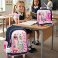 Barbie 3-Piece School Trolly Bag Set – Lightweight Cartoon Character Bookbag with Large Storage Space for Boys & Girls
