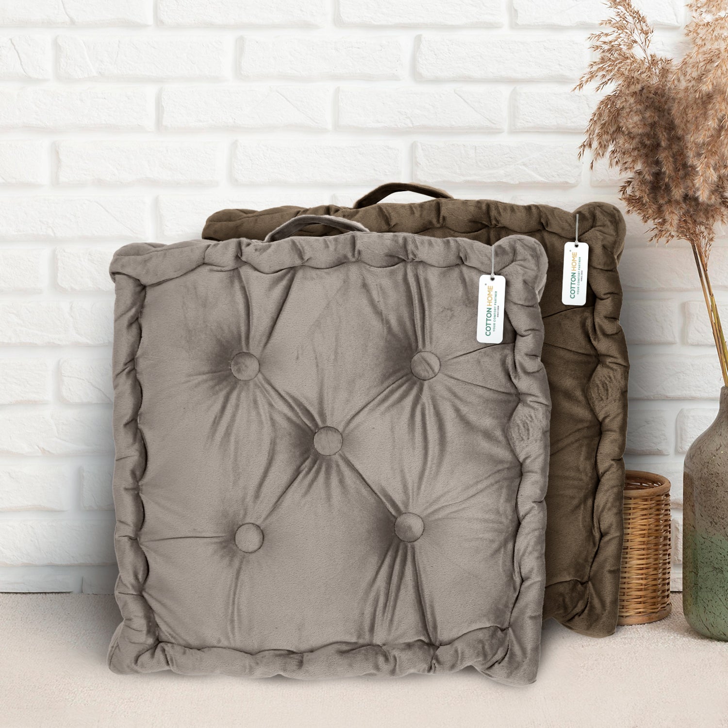 Serenity Velvet Multipurpose Seat Cushion 40x40cm  Pack of 2  Square Shape Seating - Cotton Home