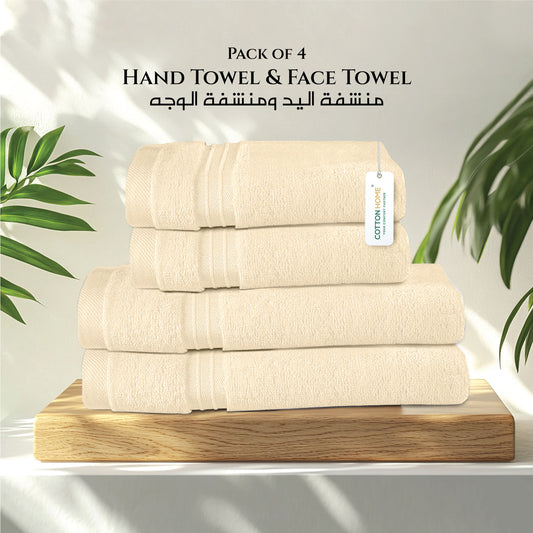 Cotton Face Towel and Hand Towel 4 Piece Set-Soft Feel, Quick Dry, Highly Absorbent Durable Towels - Cotton Home