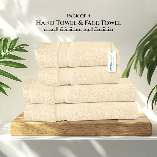 Cotton Face Towel and Hand Towel 4 Piece Set-Soft Feel, Quick Dry, Highly Absorbent Durable Towels - Cotton Home