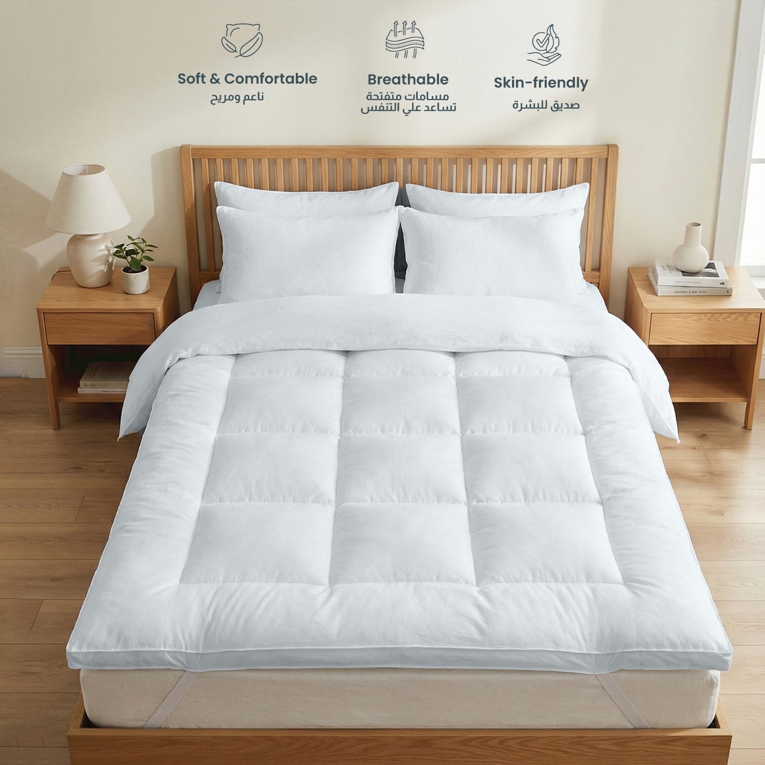 Mattress Topper 90x190+5cm - White