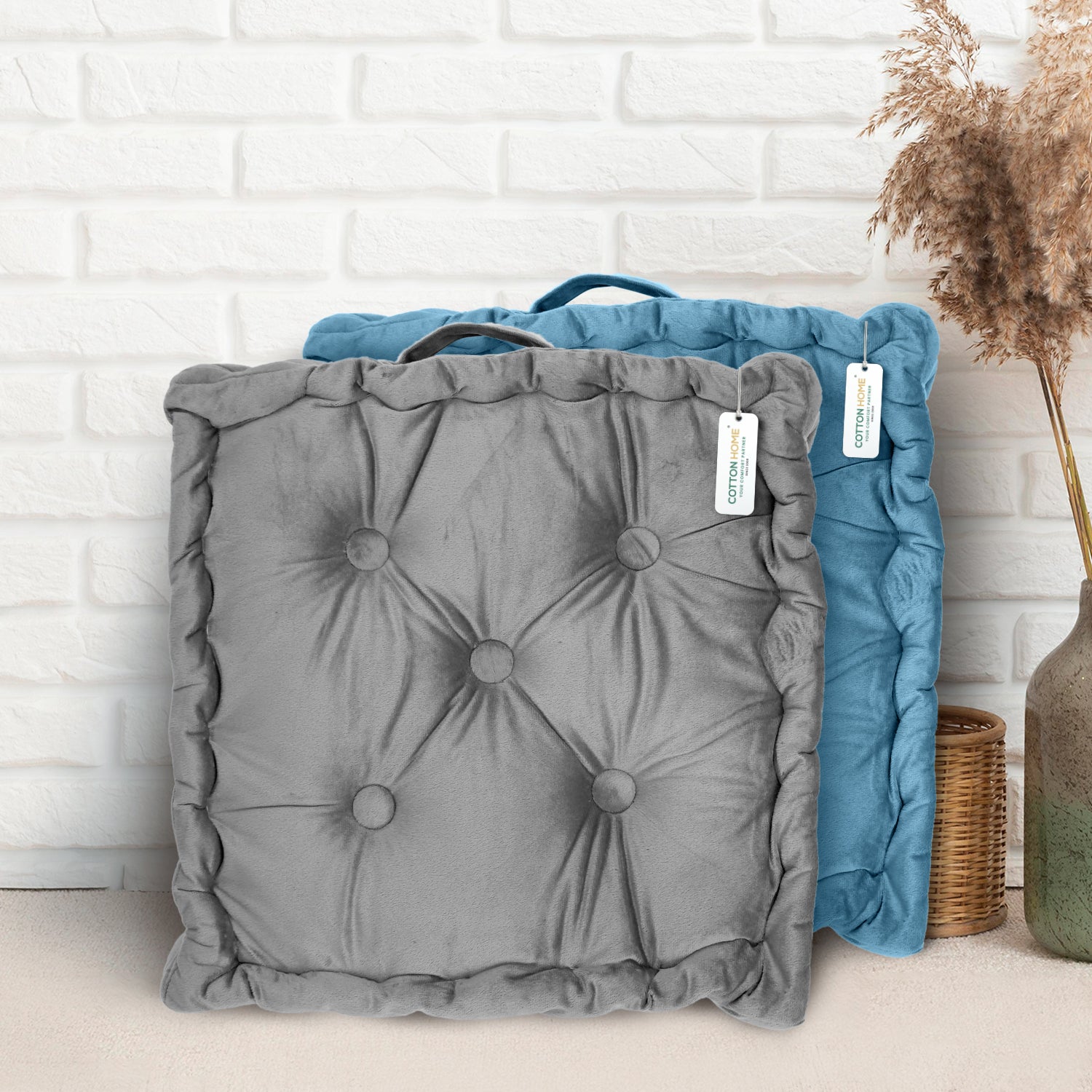 Serenity Velvet Multipurpose Seat Cushion 40x40cm  Pack of 2  Square Shape Seating - Cotton Home