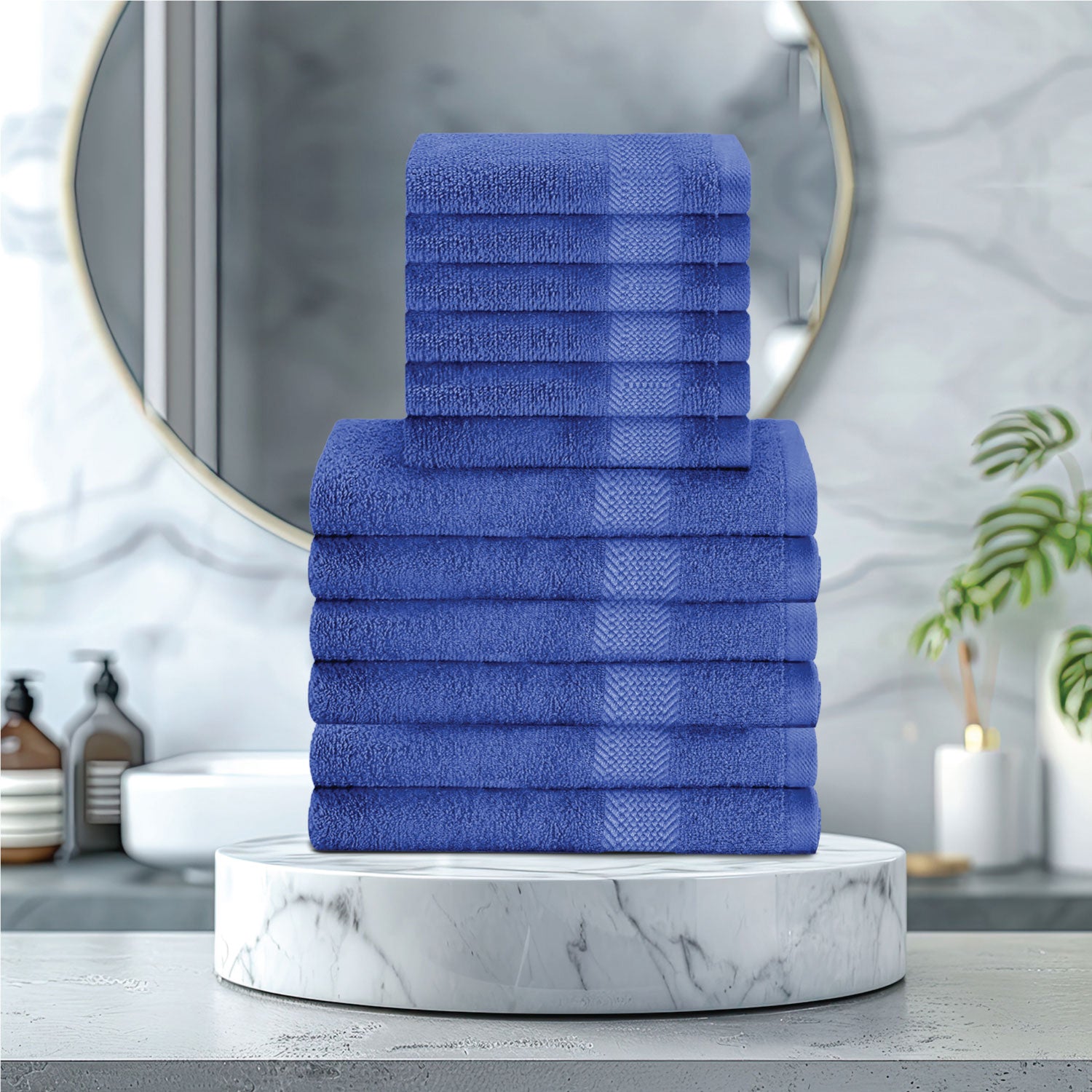 Cotton Face Towel and Hand Towel 12 Piece Set-Soft Feel, Quick Dry, Highly Absorbent Durable Towels - Cotton Home