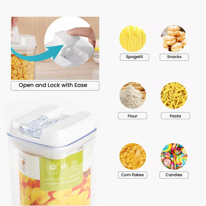 Glass Storage Jar Set of 7 Stackable Airtight Kitchen - Cotton Home