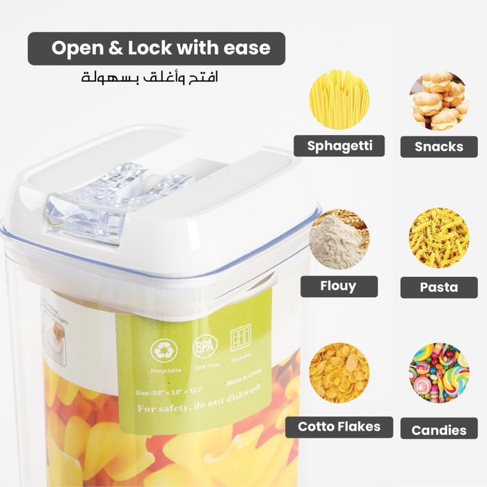 Glass Storage Jar Set of 7 Stackable Airtight Kitchen - Cotton Home