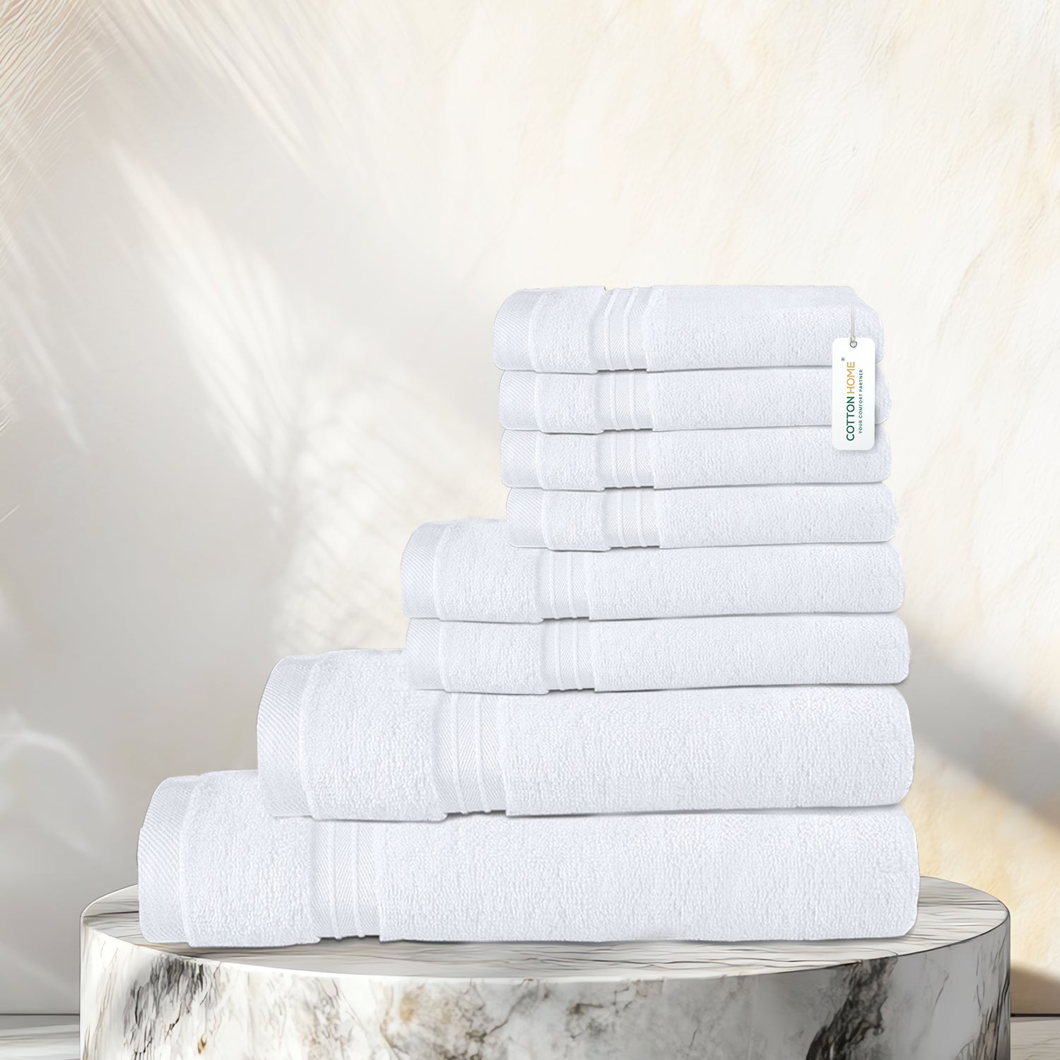 Cotton Towels 8 Piece Set-Soft Feel, Quick Dry, Highly Absorbent Durable Towels