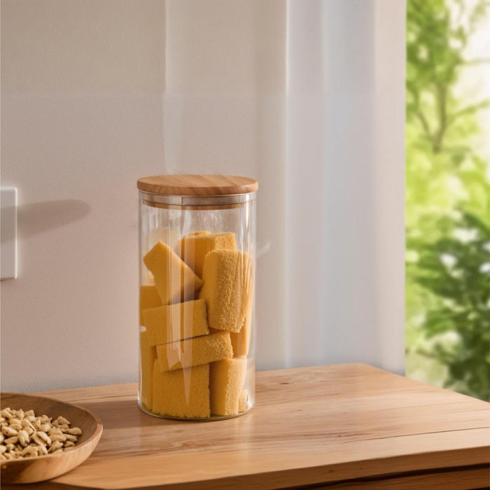 Eco-Friendly Round Set of 6 Glass Jars with Bamboo Lids - Cotton Home