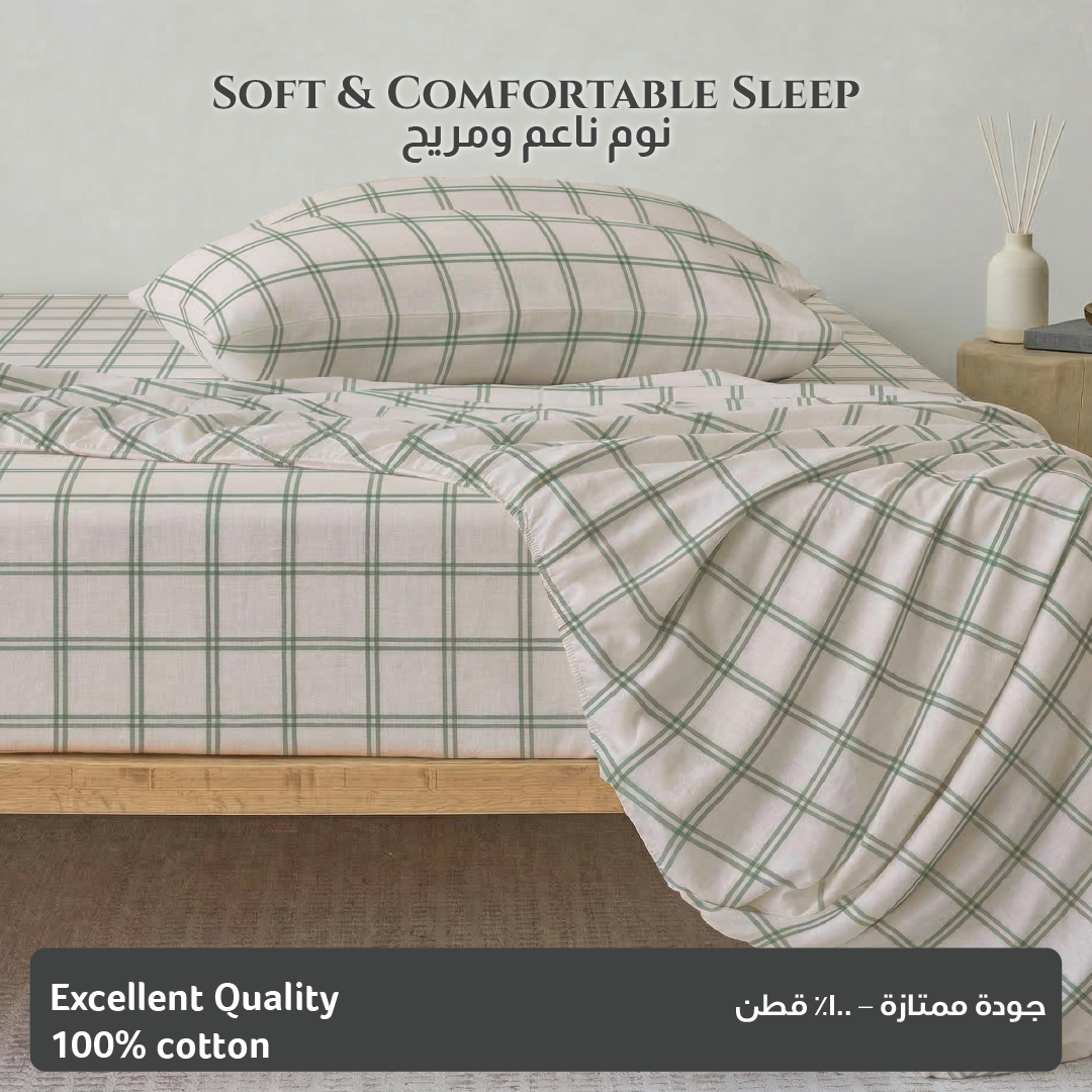 Egyptian Cotton King Size Printed Fitted Sheet 180X200+30CM with Pillow Case (31B)