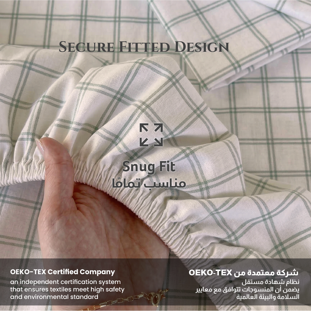 Egyptian Cotton King Size Printed Fitted Sheet 180X200+30CM with Pillow Case (31B)