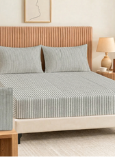 Egyptian Cotton King Size Printed Fitted Sheet 180X200+30CM with Pillow Case (30B)