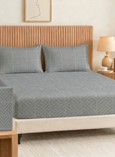 Egyptian Cotton King Size Printed Fitted Sheet 180X200+30CM with Pillow Case (28B)