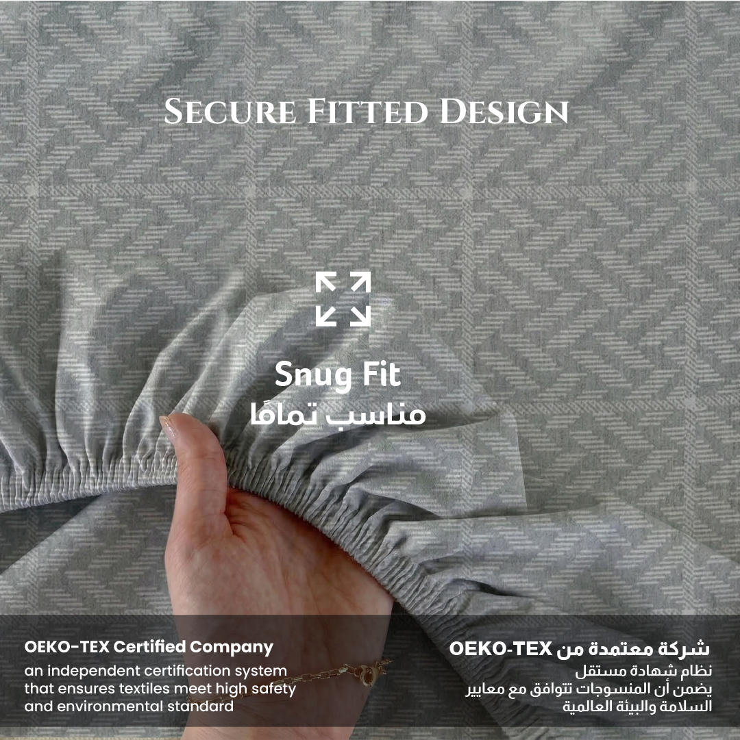 Egyptian Cotton King Size Printed Fitted Sheet 180X200+30CM with Pillow Case (28B)