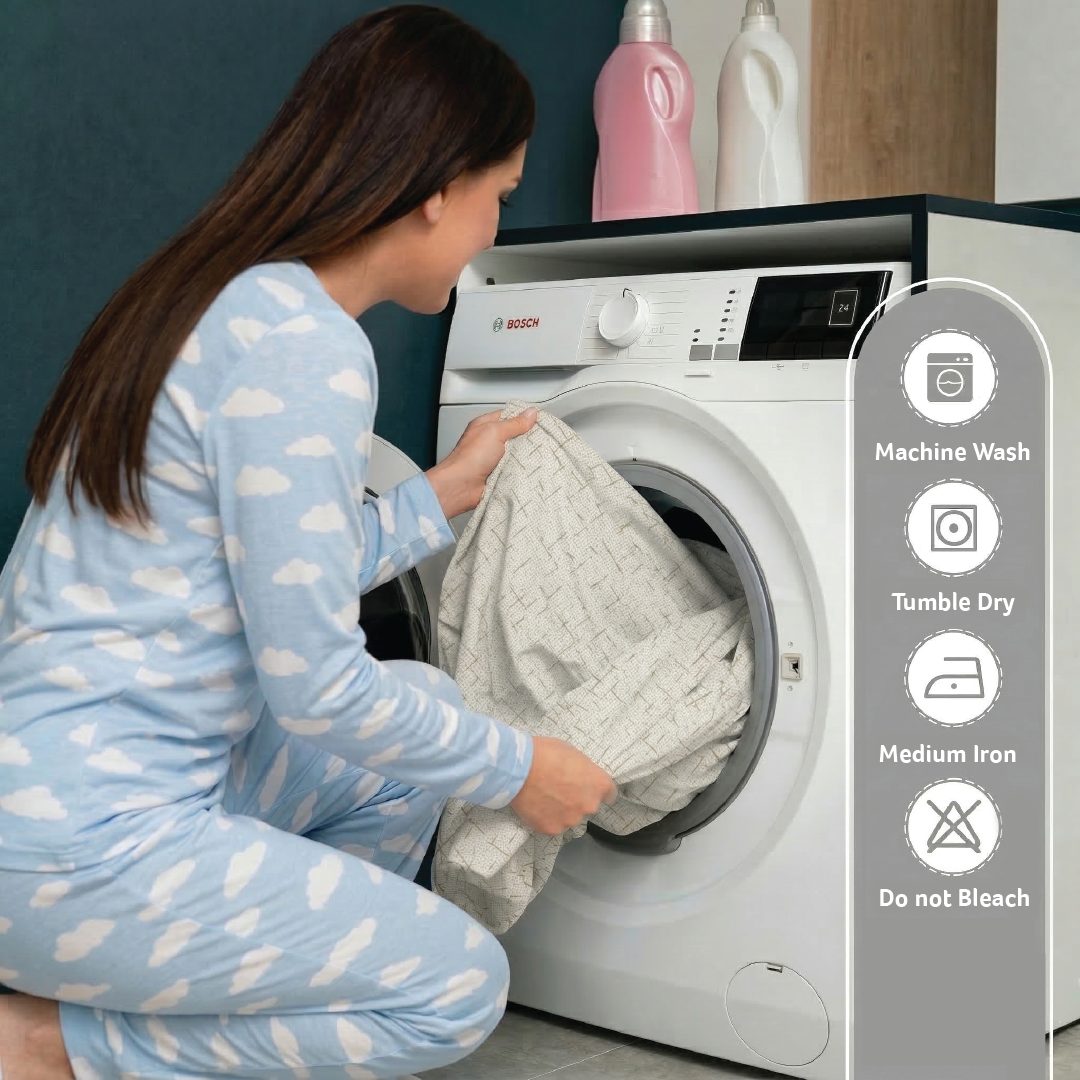 Egyptian Cotton King Size Printed Fitted Sheet 180X200+30CM with Pillow Case (21B)