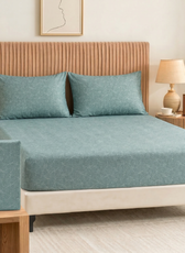 Egyptian Cotton King Size Printed Fitted Sheet 180X200+30CM with Pillow Case (15B)