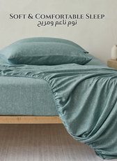 Egyptian Cotton King Size Printed Fitted Sheet 180X200+30CM with Pillow Case (15B)