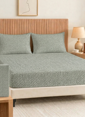 Egyptian Cotton King Size Printed Fitted Sheet 180X200+30CM with Pillow Case (5B)