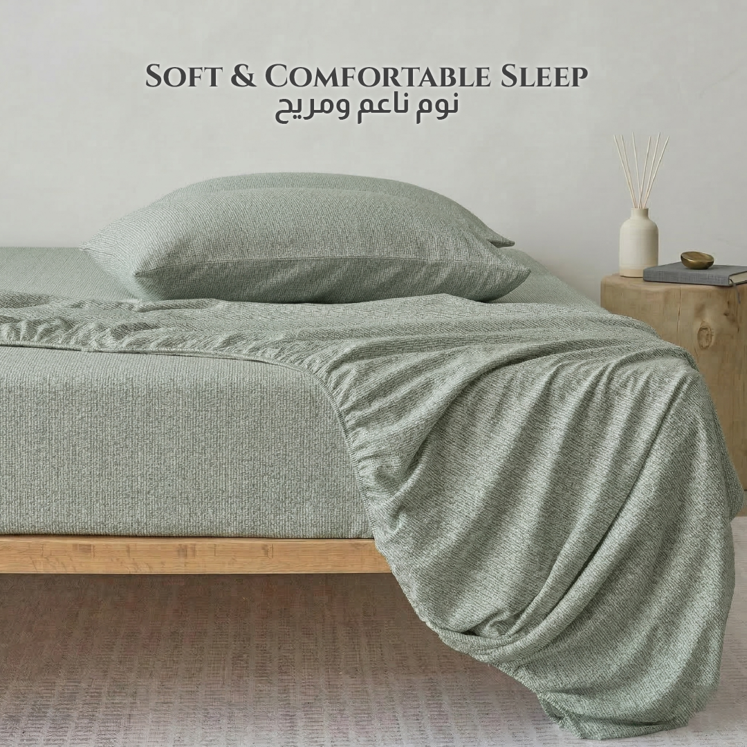 Egyptian Cotton King Size Printed Fitted Sheet 180X200+30CM with Pillow Case (5B)