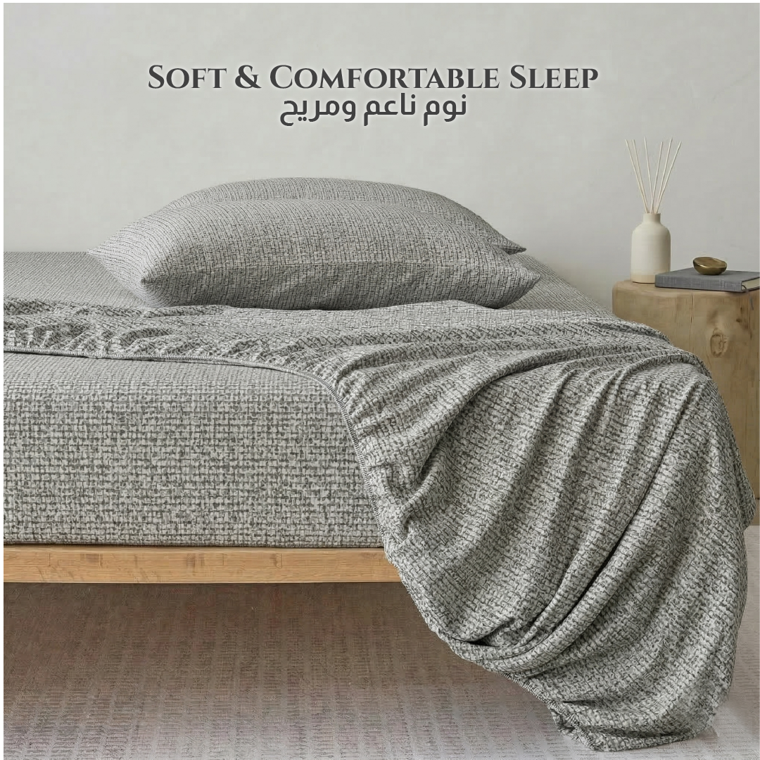 Egyptian Cotton King Size Printed Fitted Sheet 180X200+30CM with Pillow Case (17B)