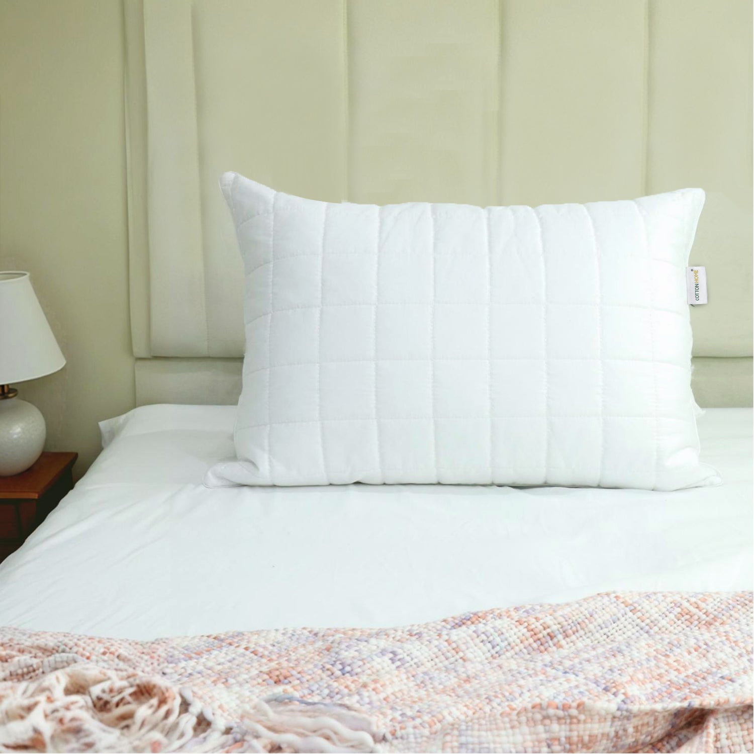 Sapphire Quilted Premium Cotton Pillow with Down Alternative filling 50x75 cm - Cotton Home