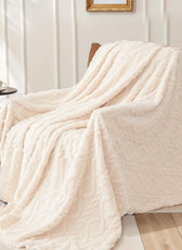Premium Jacquard Blanket Double Size 220x240 Cream - Cotton Home