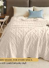 Premium Jacquard Blanket Double Size 220x240 Cream - Cotton Home