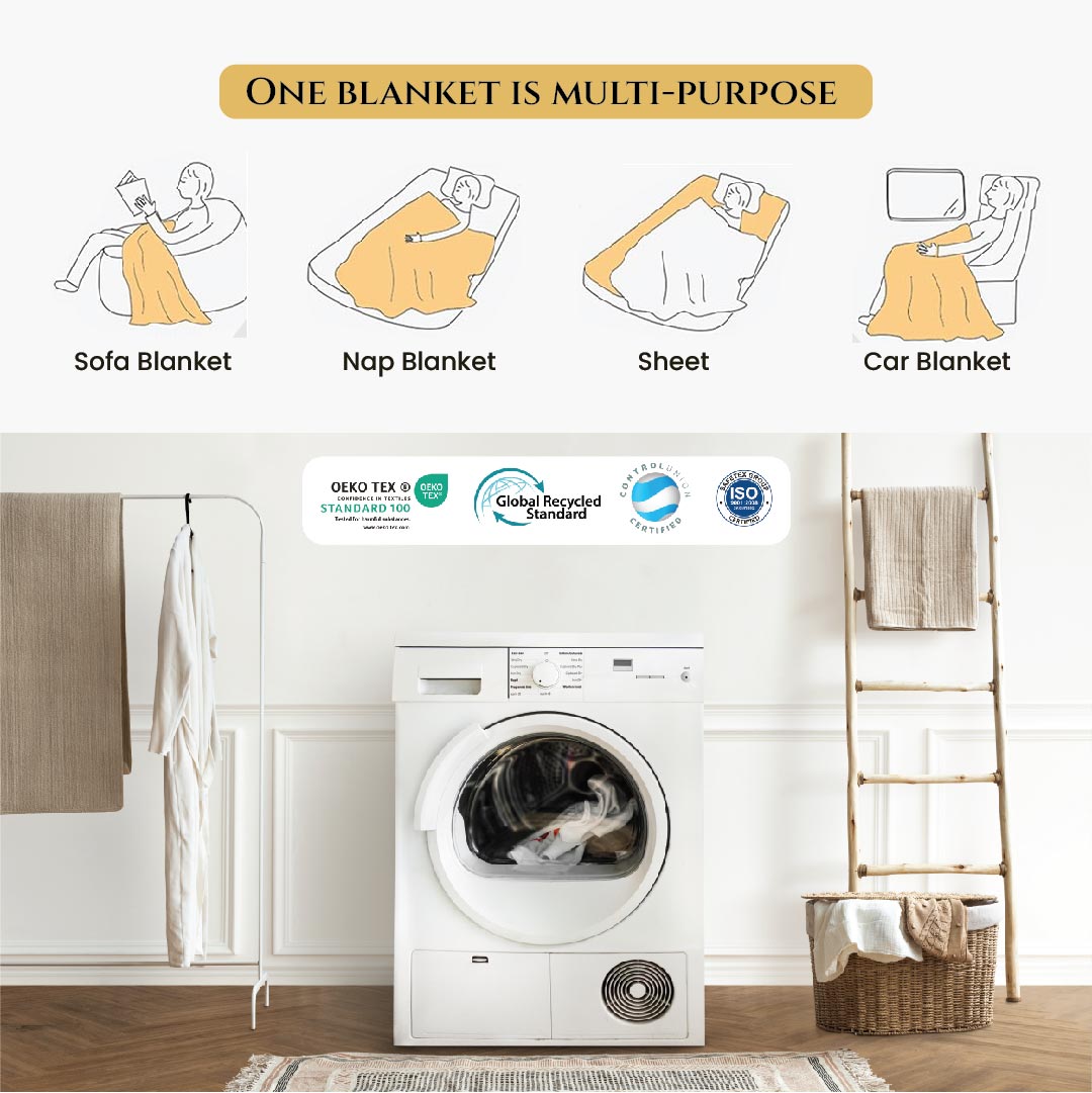 Premium Jacquard Blanket Double Size 220x240 Cream - Cotton Home