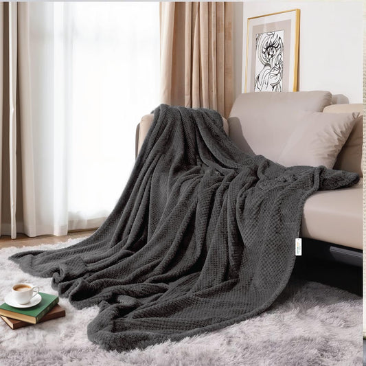 Tranquil Plaid Blanket Single Size 150x220 Dark Grey - Cotton Home