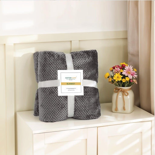 Tranquil Plaid Blanket Single Size 150x220 Dark Grey - Cotton Home