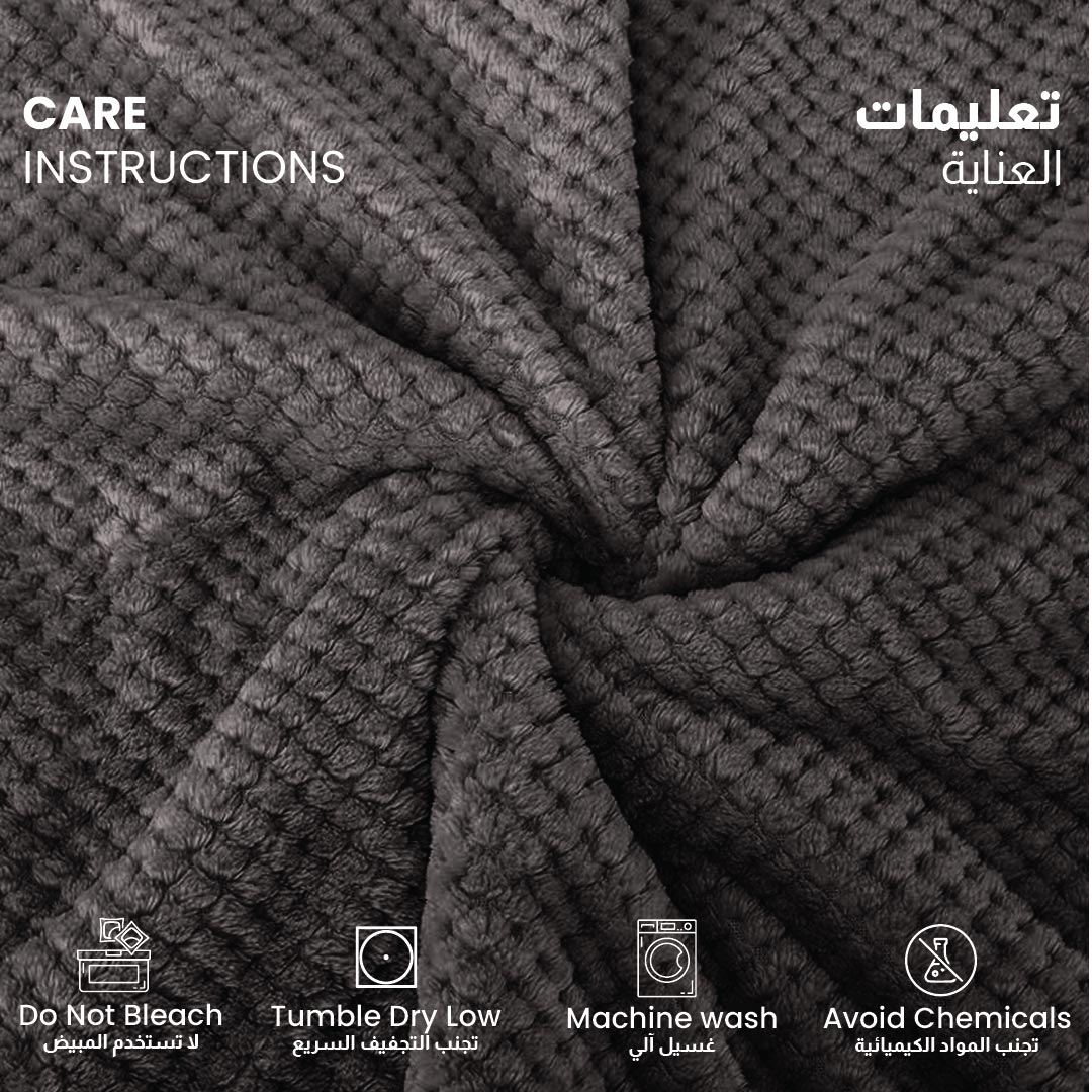 Tranquil Plaid Blanket Single Size 150x220 Dark Grey - Cotton Home