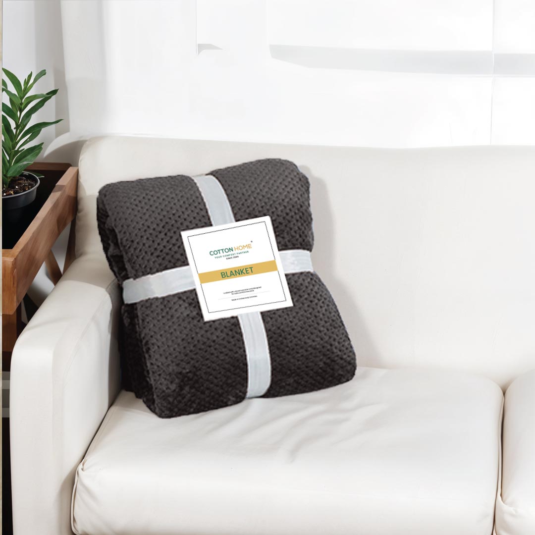 Tranquil Plaid Blanket Single Size 150x220 Dark Grey - Cotton Home