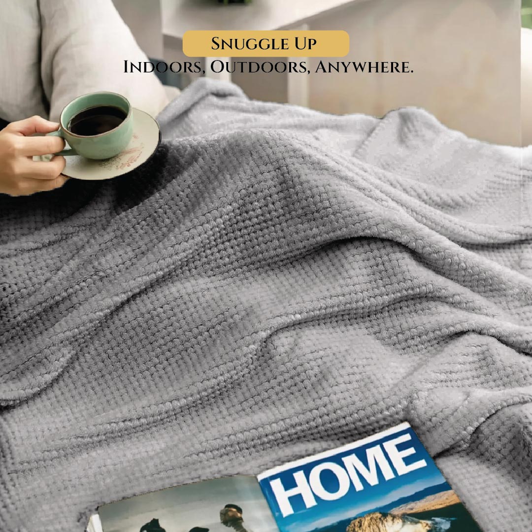 Tranquil Plaid Blanket Single Size 150x220 Dark Grey - Cotton Home