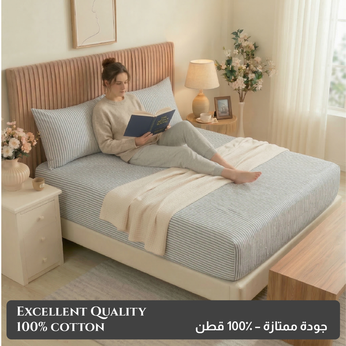 Waffle Blanket Fitted sheet Cushion and Home Fragrance set Bundle 02