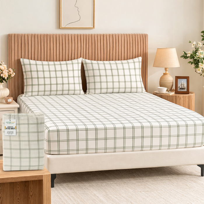 Waffle Blanket Fitted sheet Cushion and Home Fragrance set Bundle 06