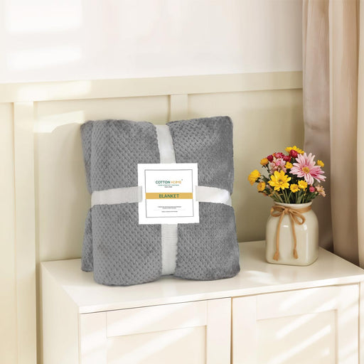 Tranquil Plaid Blanket Single Size 150x220 Metallic Blue - Cotton Home