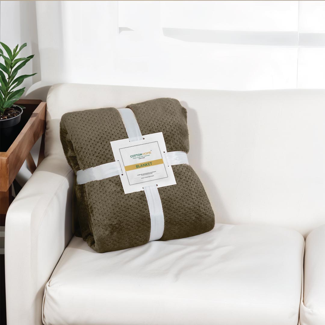 Tranquil Plaid Blanket Single Size 150x220 Dark Grey - Cotton Home