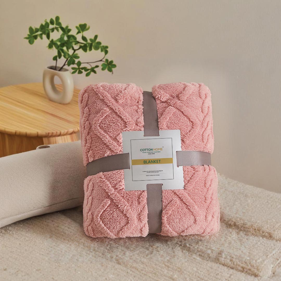 Premium Jacquard Blanket Double Size 220x240 Cream - Cotton Home