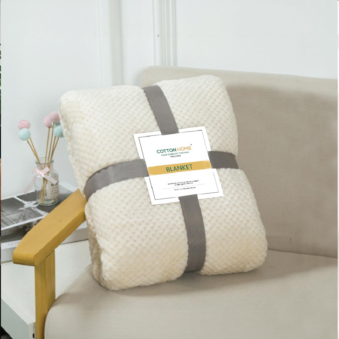 Tranquil Plaid Blanket Single Size 150x220 Silver - Cotton Home