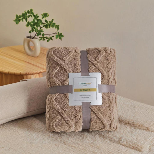 Premium Jacquard Blanket Double Size 220x240 Cream - Cotton Home