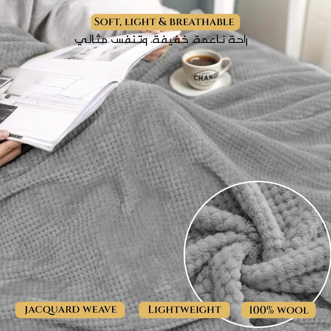 Tranquil Plaid Blanket Single Size 150x220 Silver - Cotton Home