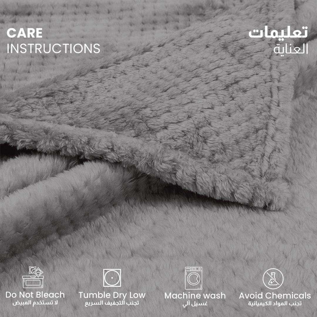 Tranquil Plaid Blanket Single Size 150x220 Silver - Cotton Home