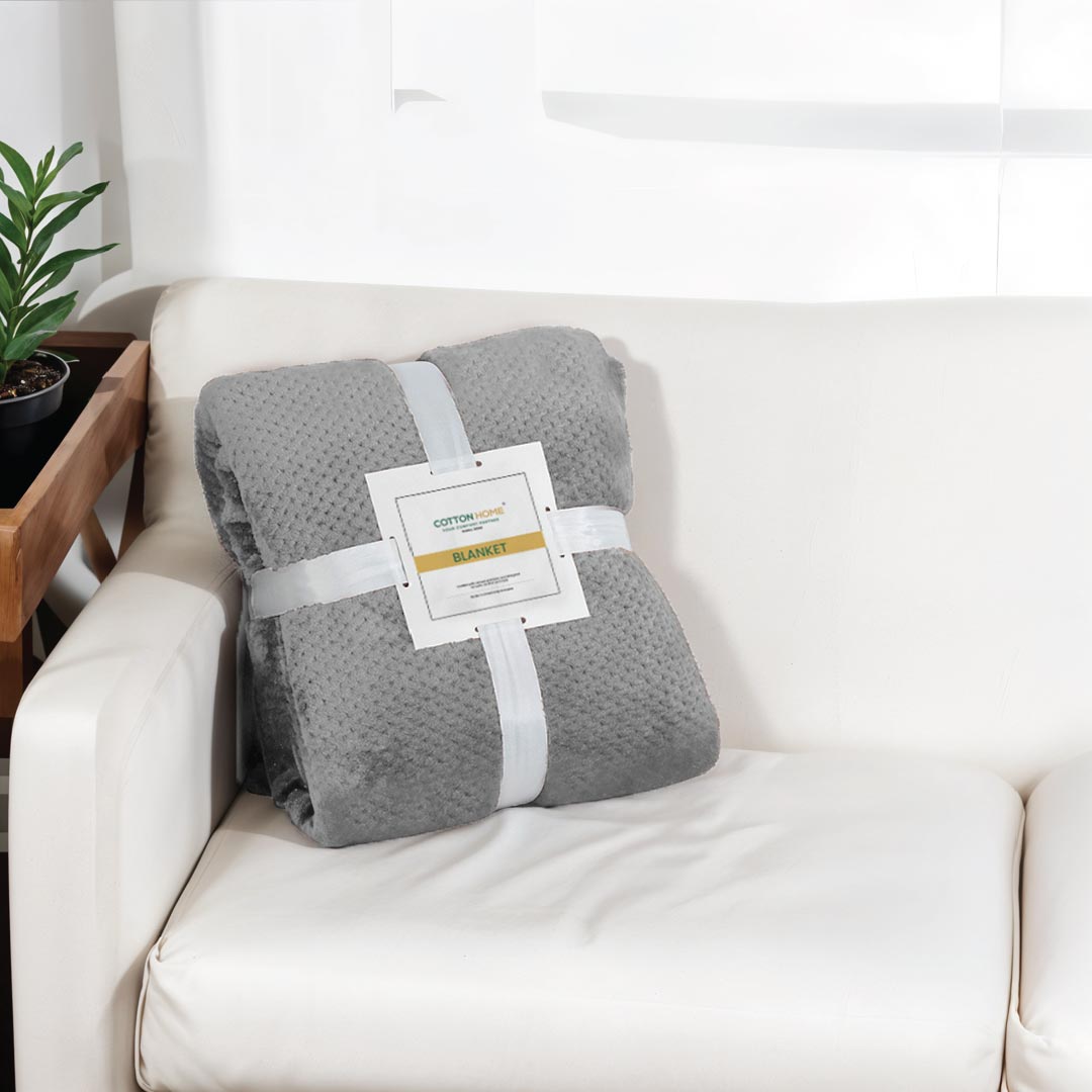 Tranquil Plaid Blanket Single Size 150x220 Silver - Cotton Home