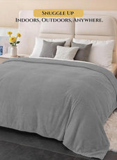 Tranquil Plaid Blanket Single Size 150x220 Silver - Cotton Home