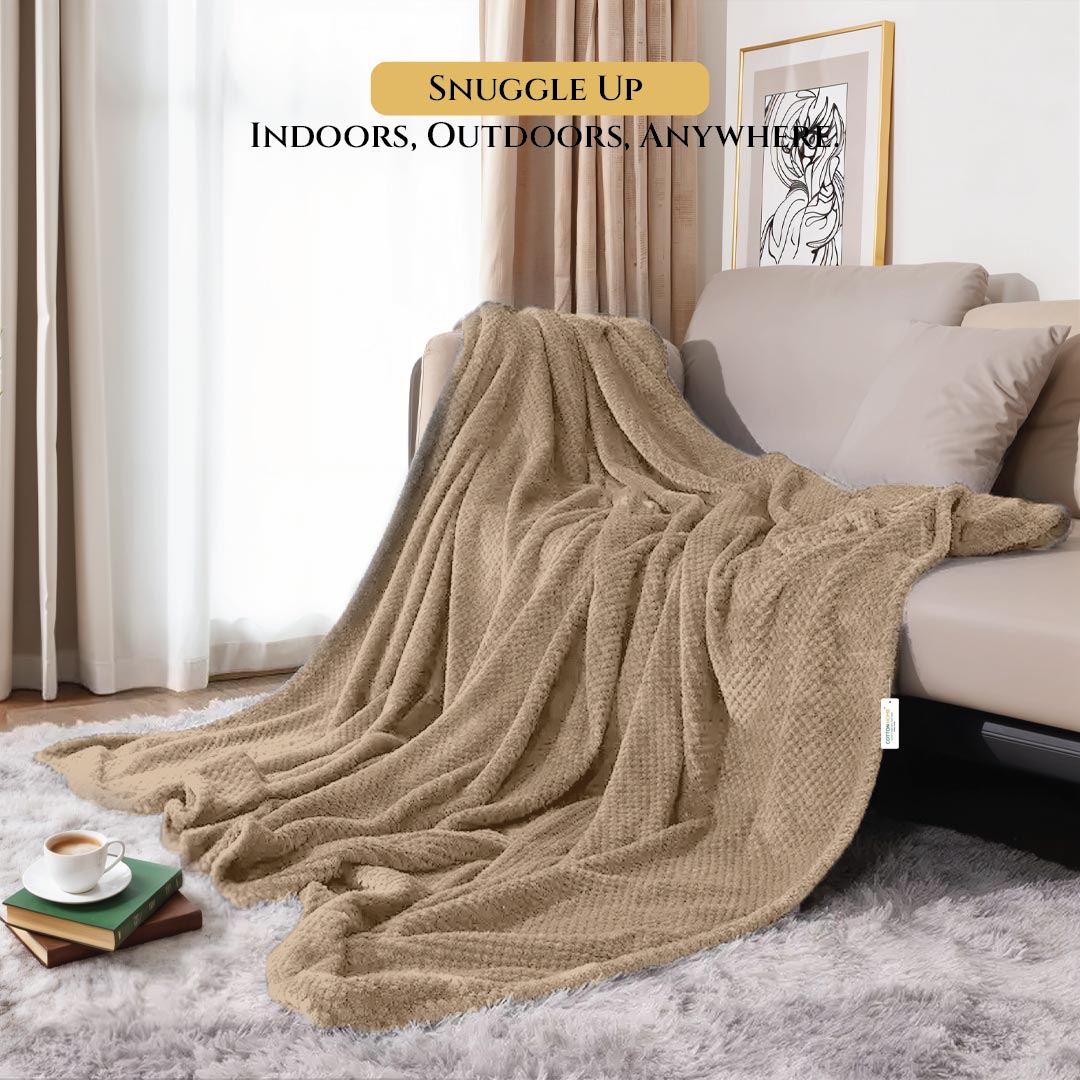 Tranquil Plaid Blanket Single Size 150x220 Brown - Cotton Home