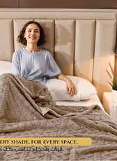 Premium Jacquard Blanket Double Size 220x240 Coffee Color - Cotton Home