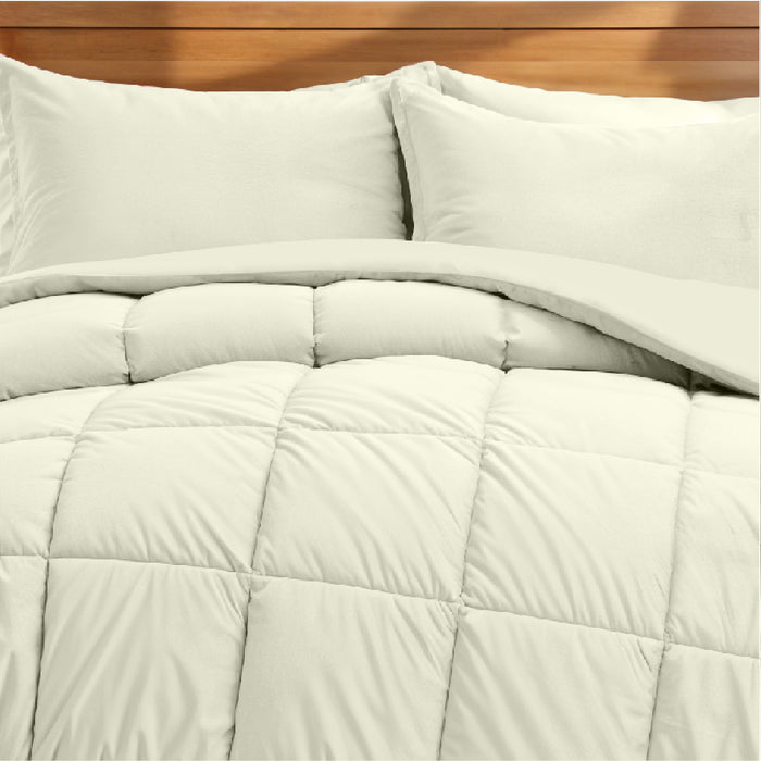 Luxury Velvet 3-Piece King Comforter Set - 240x260 cm- Ivory